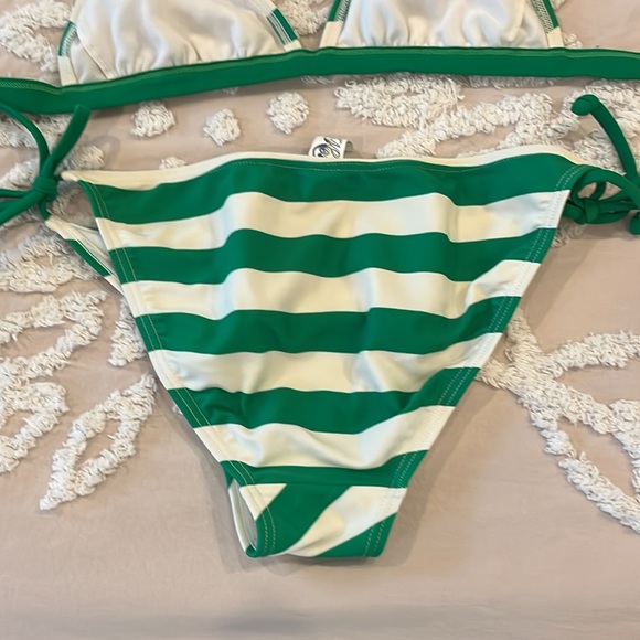Green and White Striped String Bikini Size M HEAT - Picture 8 of 11
